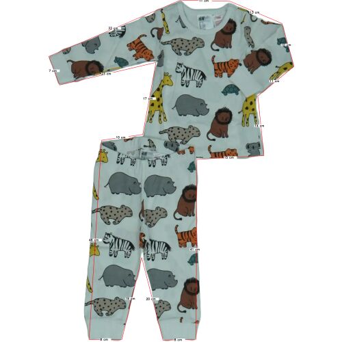 Set pijamale pentru băieți H&M, Mărime 74, Imprimeu cu animale, Alb