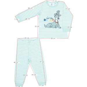 Pijamale Disney Lady și Vagabond pentru băieți, mărimea 80, verde cu dungi, cu imprimeu cu câine, textul 'Just like Daddy' - Disney Pijamale pentru copii, cămăși de noapte
