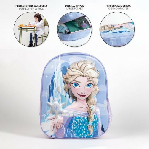 Plecak Disney Frozen Elsa 3D, fioletowy, widok z przodu, pokazujący postać Elsy