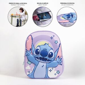 Раница Disney Lilo & Stitch Cosmic 3D, лилава, преден изглед, с героя Stitch - Аксесоари за детска градина