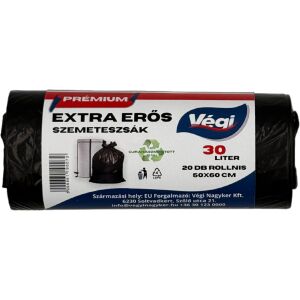 Prémium szemeteszsák extra erős 30 literes fekete 20db/csg 50x60cm 12 micron