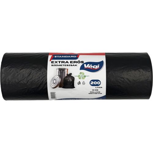 Standard szemeteszsák extra erős 200 literes fekete 10db/csg 100x130cm 30 micron 129463703