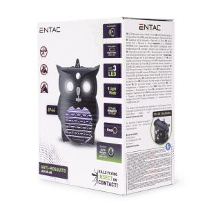 Entac napelemes LED szúnyogcsapda, bagoly design, elpusztítja a repülő rovarokat, IP44 időjárásálló - Rovarcsapda