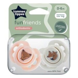 Tommee Tippee Fun Friends játszócumi 0-6 hó 2 db - rózsaszín/szürke 129496225 - Tommee Tippee