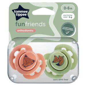 Tommee Tippee Fun Friends játszócumi 0-6 hó 2 db - barna/zöld 129496226 - Tommee Tippee