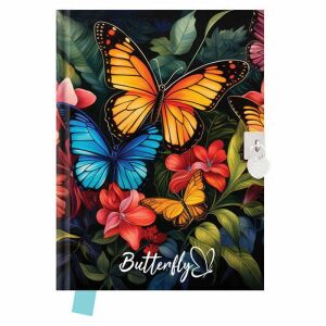 Pillangós napló lakattal - 18x14 cm 129502417 - Napló