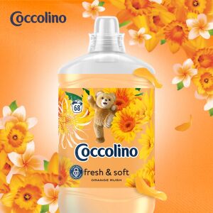 Coccolino Orange Rush öblítő, 1,7L, 68 mosásra, friss & puha, narancsvirág illat - Mosás