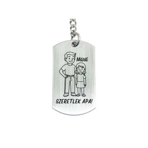 Szeretlek Apa gravírozott acél kulcstartó lánygyermek nevével 129511419 - Ajándék kulcstartó