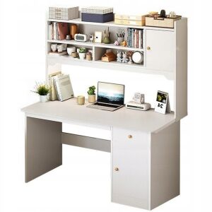 FEHÉR LOFT Birou de calculator alb cu rafturi - Fodym