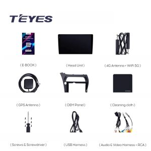 Radio auto Teyes CC3L cu accesorii, inclusiv antenă GPS, antenă 4G, cablaj USB și multe altele - Electronica auto
