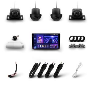 Sistem de navigație auto Teyes CC3 2K 360° pentru Volkswagen Golf 6 2008-2016, cu 4 camere, antenă GPS, cablu USB, antenă 4G și alte accesorii - Navigații GPS și Unități principale