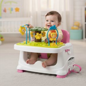 Pepita 3in1 Hochstuhl Fütterungs- und Spielstuhl #weiß-rosa