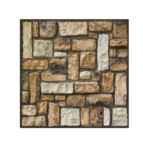 Sada 10 dlaždíc 3D tapety, flippy, 30 x 30 cm, PVC, kamenný typ, pokrytá plocha 0,9 m2, samolepiace, hnedé