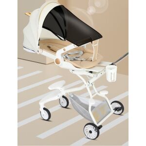 Weißer Flippy 3-in-1-Kinderwagen mit Verdeck, Getränkehalter und Ablagekorb - Flippy