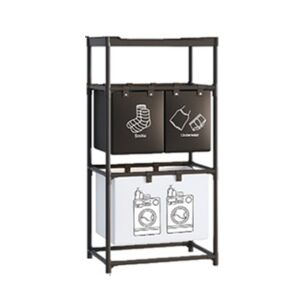 Flippy Dirty Clothes Storage Rack/Basket do łazienki, 3 półki, 3 kosze, rama ze stali nierdzewnej, 123 x 28 x 57 cm, czarny 129558443