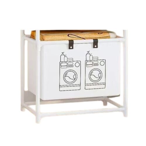 Flippy Dirty Clothes Storage Rack/Basket do łazienki, 1 kosz, rama ze stali nierdzewnej, 97 x 44 x 57 cm, biały 129558636