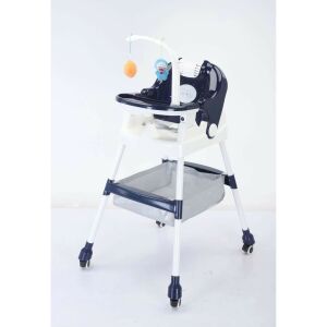 Scaun înalt multifuncțional pentru bebeluși Flippy albastru, scaun de masă reglabil și portabil cu bară de jucării - Scaune de masa bebe