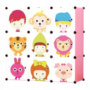 Dulap modular pentru copii cu desene colorate cu animale de desene animate - Dulapuri cu rafturi