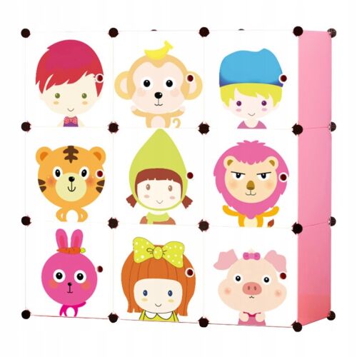 Modulárna detská skriňa s farebnými kreslenými zvieracími vzormi