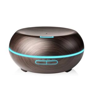 Difuzor Aromaterapie Macvi® 550 ml, Maro, cu LED 7 culori si functie de umidificator