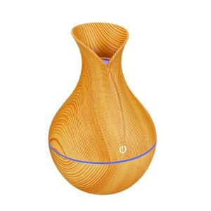 Macvi® aromaterápiás diffúzor párásítóval, ultrahangos, váza alakú, bézs, érintőkapcsolós, 7 színű LED, 130 ml - Levegőkezelés