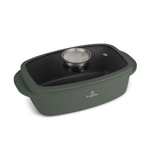 Тенджера за печене с капак 32x21 см, 6 л – Berlinger Haus Green Matte Collection BH 8775, зелена, незалепваща, с титаниево покритие, идеална за фурна и печени ястия