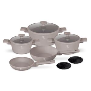 Berlinger Haus 10-piece cookware set in taupe with non-stick titanium coating - Crockery