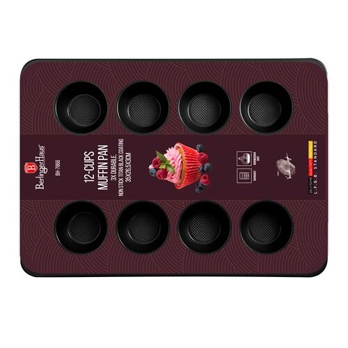 Berlinger Haus tavă de brioșe cu 12 cupe, tavă de copt antiaderentă