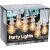 Party Lights 20 LED Filament Lamp fényfüzér csomagolódoboz, amely bemutatja a terméket és a funkciókat