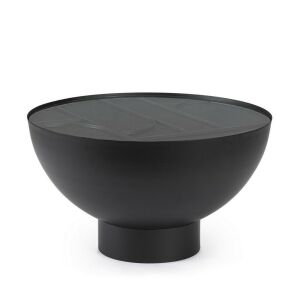 Bizzotto Archie Fekete Üveglapos Dohányzóasztal, teljes nézet a geometrikus mintás üveglapú asztalról - Nappali bútor