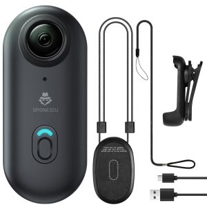 Mini kamera, Spy, 1080P Full HD, 800 mAh akkumulátor, 180 perc folyamatos felvételi autonómia, mágneses függő, 360°-os bilincs, fekete 129567844 - Akciókamera