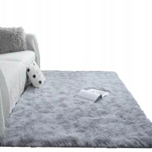 Covor PUHA gri deschis Shaggy Plușat 60x90cm în decor de living - Covoare