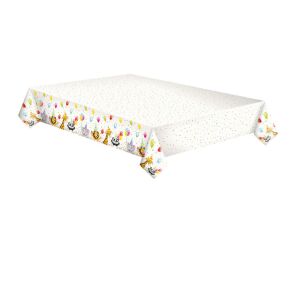 Față de masă din hârtie Happy Birthday Star, 120x180 cm, decorare masă petrecere - Fețe de masă