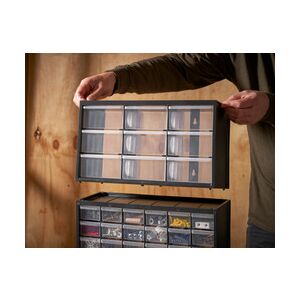 STANLEY Organizator cu 9 sertare, negru, sertare transparente, montabil pe perete, sistem modular, pentru organizarea pieselor mici - Organizatori de scule și piese