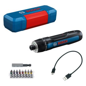 Șurubelniță cu acumulator Bosch GO, 3,6V, cu acumulator, include o geantă de transport, un cablu de încărcare USB-C și un set de 8 biți pentru șurubelnițe - Bosch Accesorii pentru găurit și înșurubat