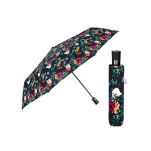 Elegáns összecsukható női esernyő Perletti Time "Fiori", fekete, 26433 129573356 - Esernyő