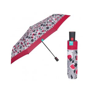 PERLETTI Női összecsukható automata esernyő Floreale / piros díszítéssel, 26308 129573701 - Esernyő