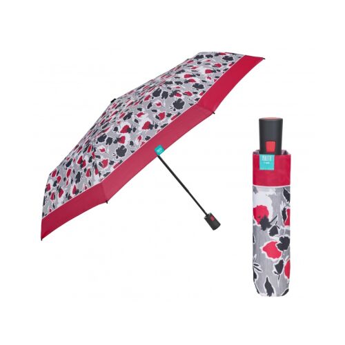 PERLETTI Női összecsukható automata esernyő Floreale / piros díszítéssel, 26308 129573701