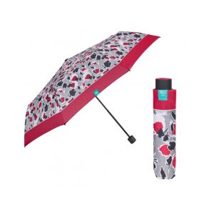 PERLETTI Time, Női összecsukható esernyő Floreale / piros szegély, 26307 129573703 - Perletti