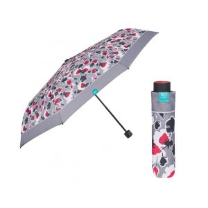 PERLETTI Time, Női összecsukható esernyő Floreale / szürke szegély, 26307 129573712 - Perletti