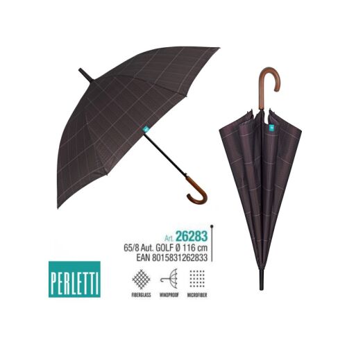 PERLETTI TIME Férfi automata esernyő skót / barna sötét, 26283 129574266