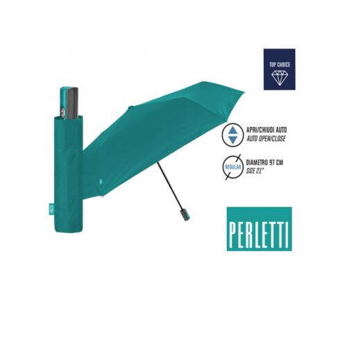 PERLETTI Teljesen automatikus összecsukható esernyő PROMOCIONALI / zöld, 96026-03 129574445