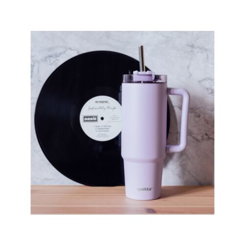 Quokka Stream 950ml rozsdamentes acél utazópohár fogantyúval és szívószállal, lila