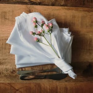 Комплект 10 салфетки за маса Kotonia Home - 35x45 см, дамаска с 1 см райе, 100% памук, бели 129576435