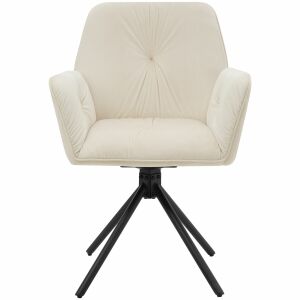 Otočná stolička Lenia s opierkami, krémové zamatové čalúnenie, predný pohľad - Jedálenská stolička