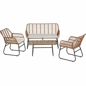 Ratanová sedacia súprava Molfetta XL pre 4 osoby 134544328 - TecTake Záhradné pohovky