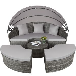 Słoneczna wyspa z technorattanu Santorin 129577546 - TecTake Zestaw do siedzenia w ogrodzie