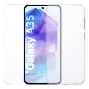 Teljes burkolat Samsung A35-höz, teljes test, első és hátsó védelem, szilikon és műanyag, Hard Shell 360°, átlátszó