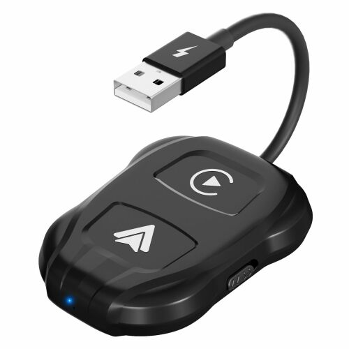 e-Wantay vezeték nélküli CarPlay és Android Auto adapter, fekete, kompakt és hordozható, könnyen telepíthető, csatlakoztassa és játssza le, USB és USB-C kompatibilis 