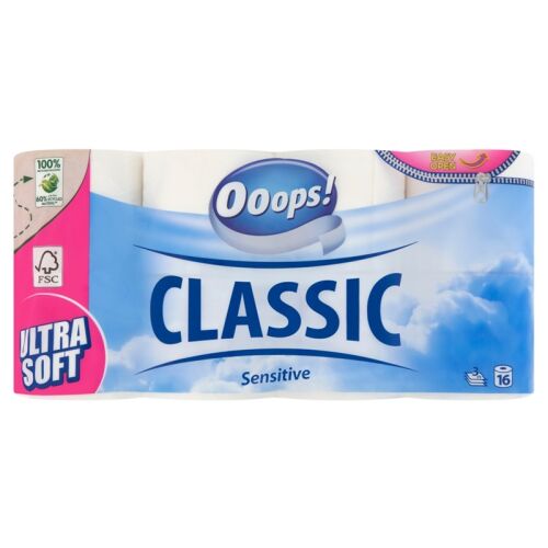 Ooops! Classic Sensitive Тоалетна хартия, 3 пласта, 16 ролки